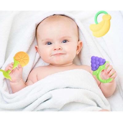 Baby Silicone Teethers High Temperature Resistance Freezer Safe Organic Infant FruitTeether Toy Soft &amp;amp; Textured for Natural Brain Development Baby Teething Toys